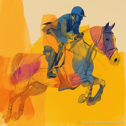Flight in Colour - show jumping horse art print and canvas by Tobias Blake A.I