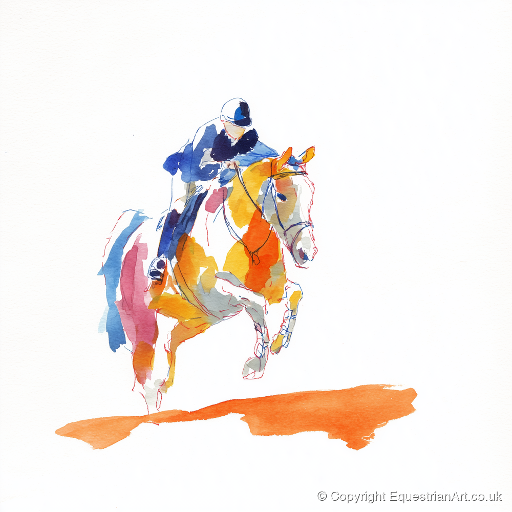 Flight In Colour - show jumping horse art print and canvas by Maxwell Flynn A.I