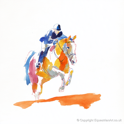 Flight In Colour - show jumping horse art print and canvas by Maxwell Flynn A.I