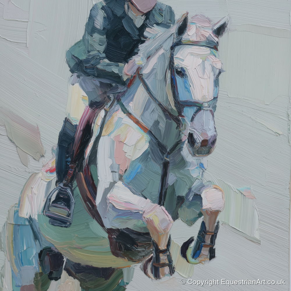 Flight in Grey - show jumping horse art print and canvas by Stella Waverly A.I