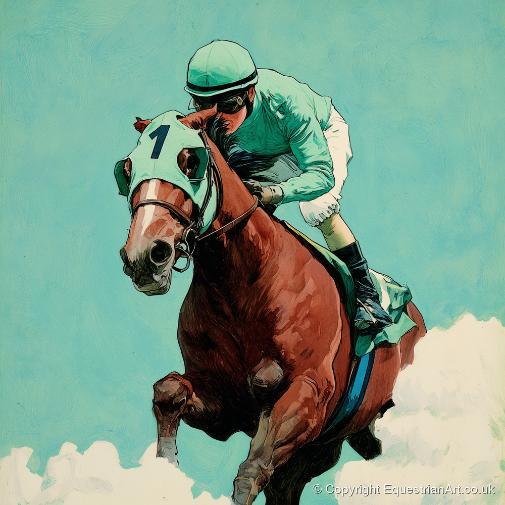 Flight of the Champion - racing horse art print and canvas by Declan Foley A.I