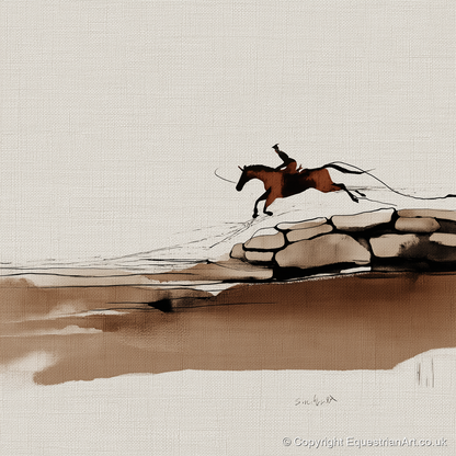 Flight Over Stone - show jumping horse art print and canvas by Julian Vance A.I