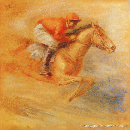 Flight Over Terracotta - racing horse art print and canvas by Douglas Fairley A.I