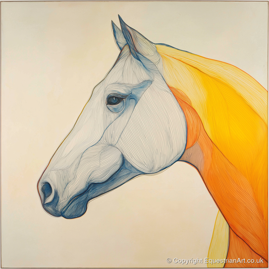 Flowing Amber Contours - horse portrait art print and canvas by Cordelia Stanhope A.I