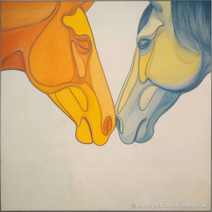 Flowing Connection - horse portrait art print and canvas by Cordelia Stanhope A.I