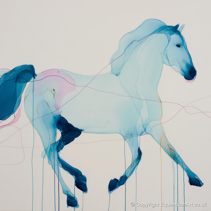Fluid Azure Grace - horse breed art print and canvas by Audrey Fontaine A.I