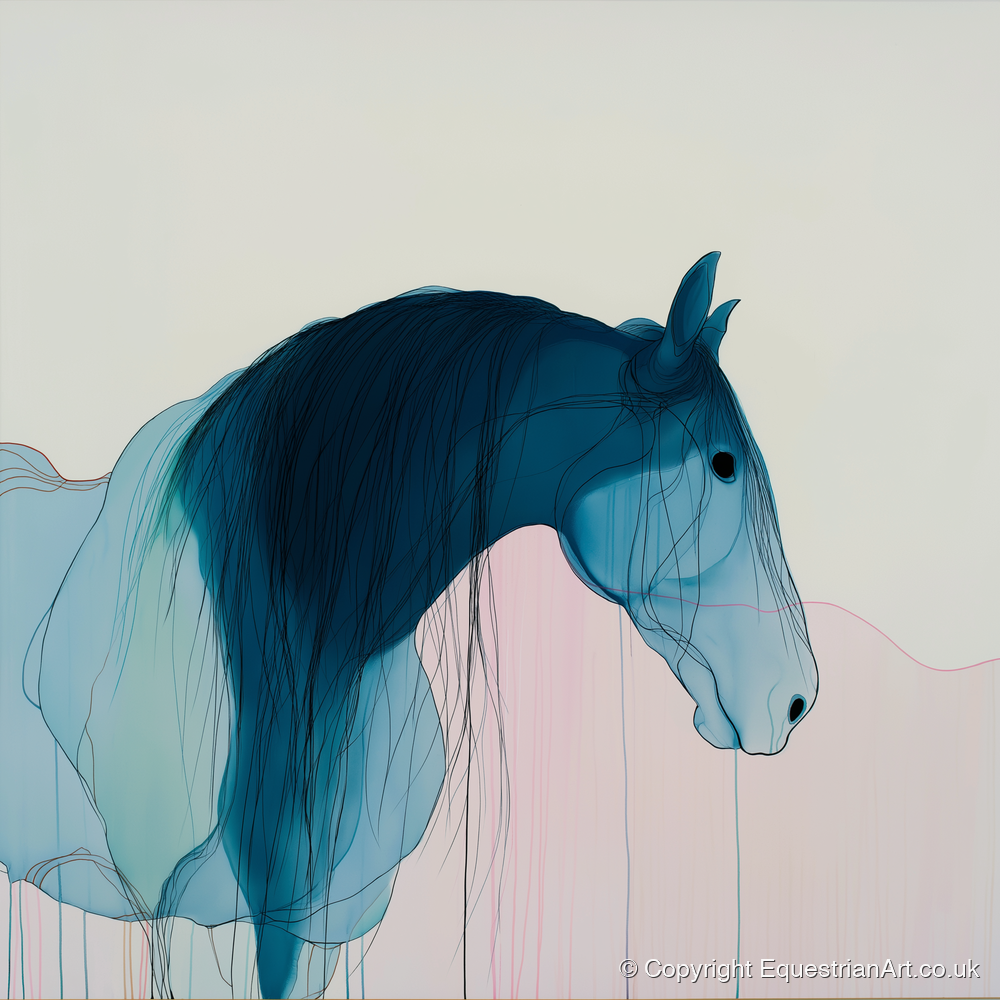 Fluid Blue Grace - horse breed art print and canvas by Audrey Fontaine A.I