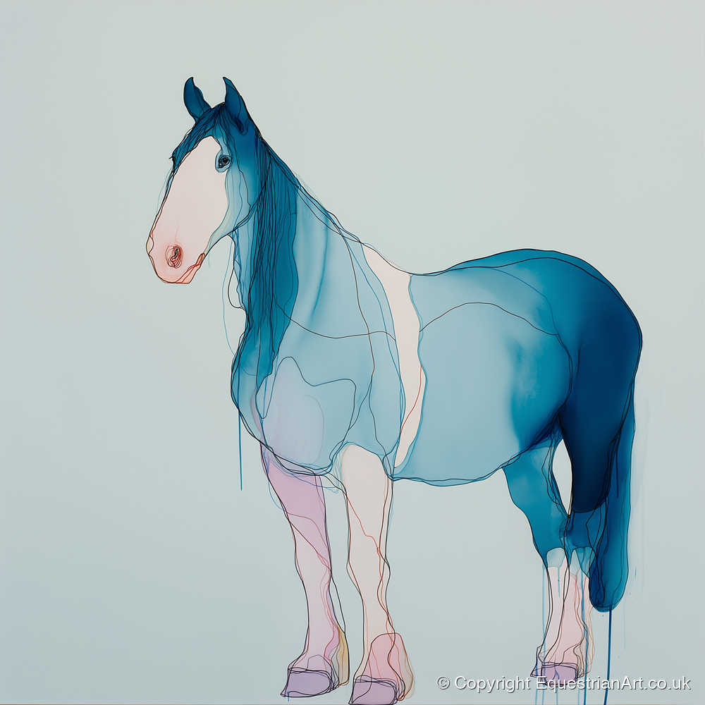Fluid Cerulean Equine - horse breed art print and canvas by Audrey Fontaine A.I