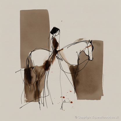 Fluid Connection - horse & rider art print and canvas by Julian Vance A.I