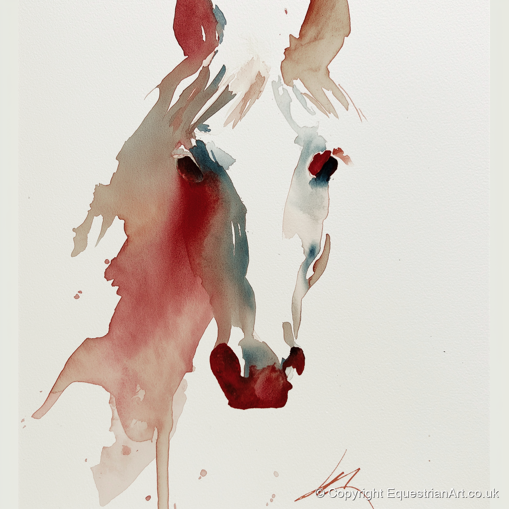 Fluid Crimson Portrait - horse portrait art print and canvas by Theodore Grant A.I