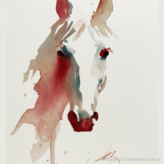 Fluid Crimson Portrait - horse portrait art print and canvas by Theodore Grant A.I
