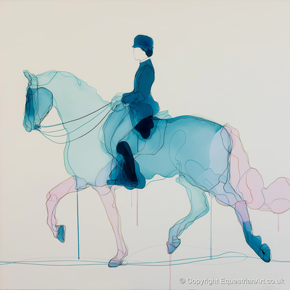 Fluid Dressage Grace - dressage horse art print and canvas by Audrey Fontaine A.I