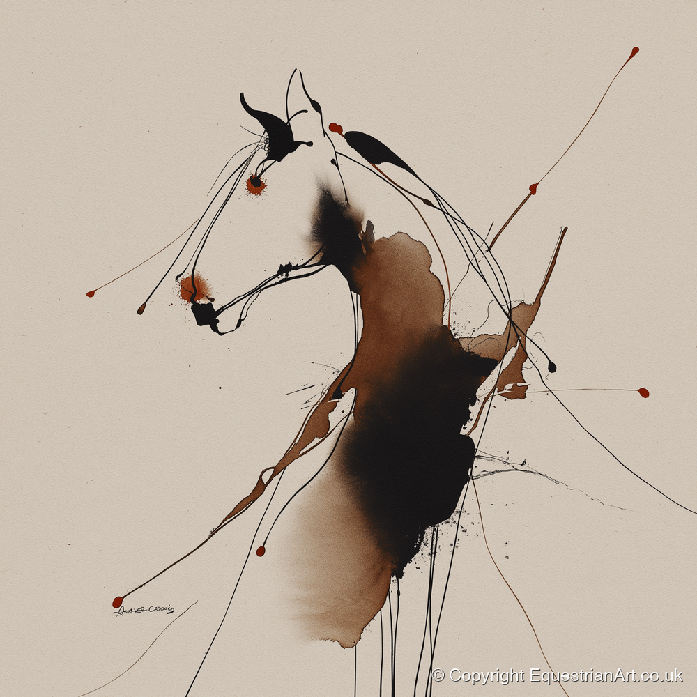 Fluid Equine Silhouette - horse portrait art print and canvas by Julian Vance A.I