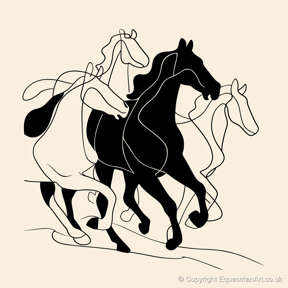 Fluid Equine Silhouette - wild horses art print and canvas by Felix Chambers A.I