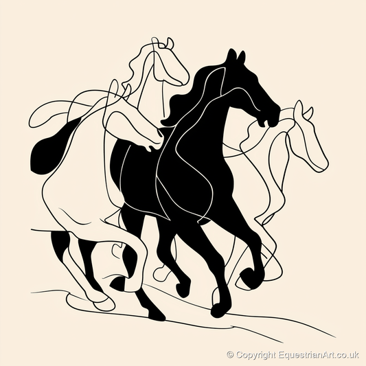Fluid Equine Silhouette - wild horses art print and canvas by Felix Chambers A.I
