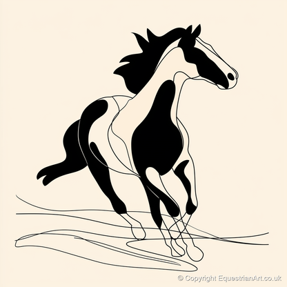 Fluid Equine Silhouette - wild horses art print and canvas by Felix Chambers A.I