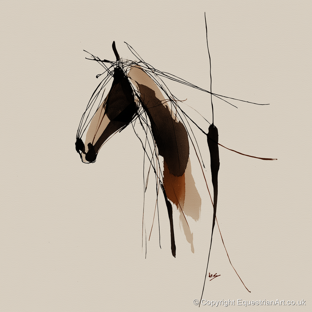 Fluid Grace - horse portrait art print and canvas by Julian Vance A.I