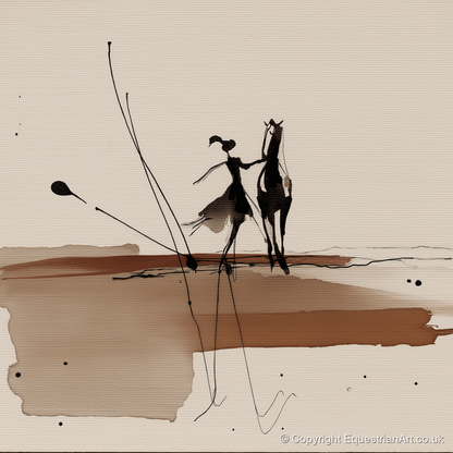 Fluid Harmony - horse & rider art print and canvas by Julian Vance A.I
