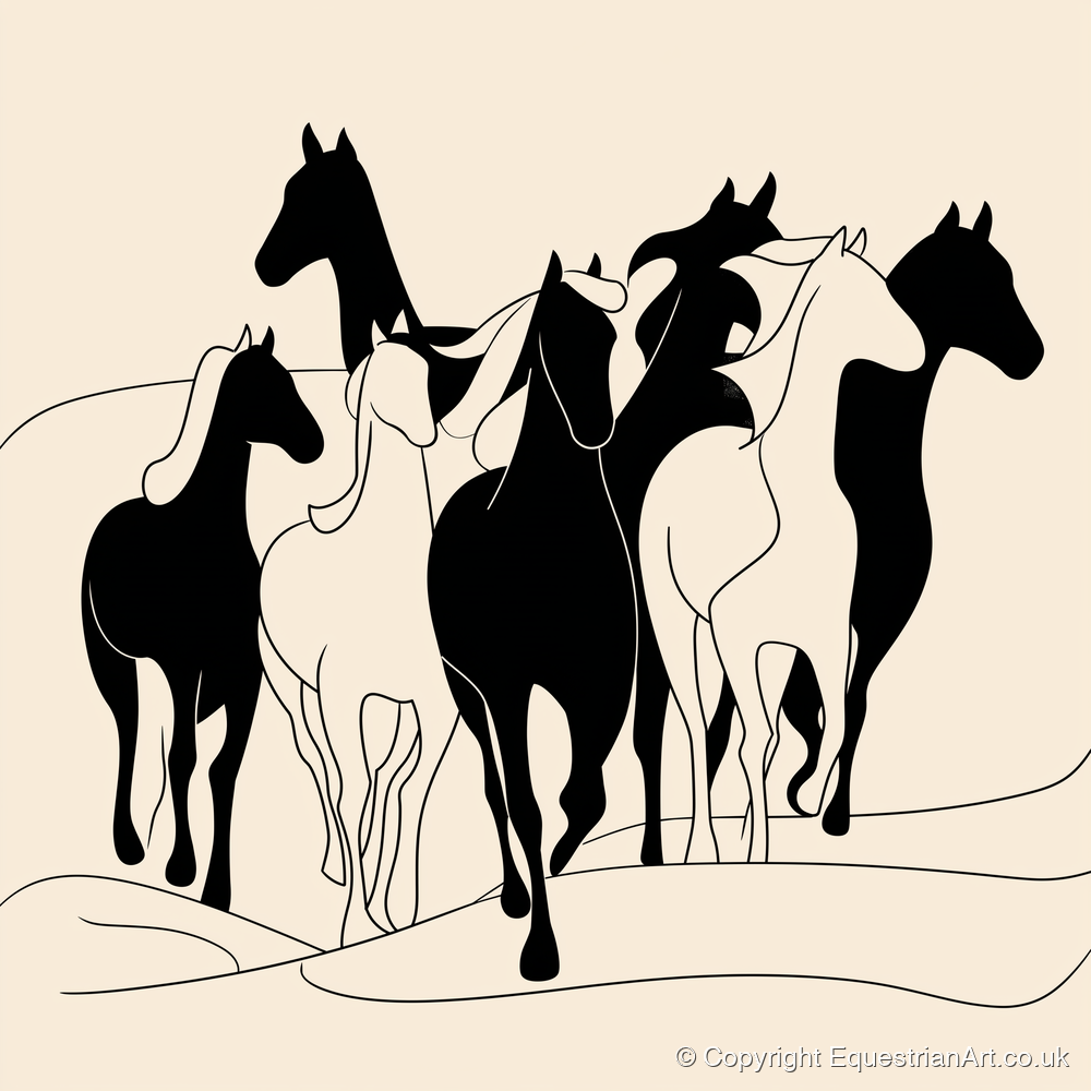 Fluid Herd Harmony - wild horses art print and canvas by Felix Chambers A.I