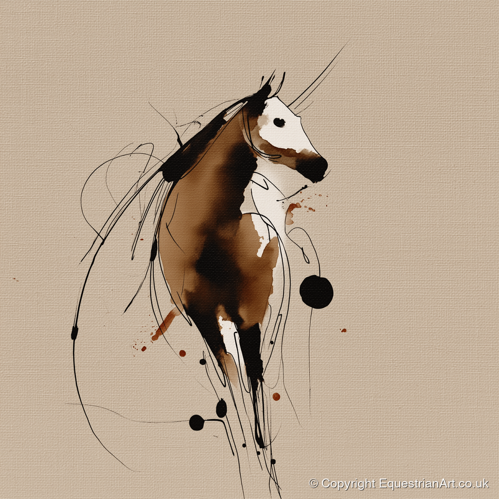 Fluid Ink Profile - horse portrait art print and canvas by Julian Vance A.I
