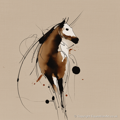 Fluid Ink Profile - horse portrait art print and canvas by Julian Vance A.I