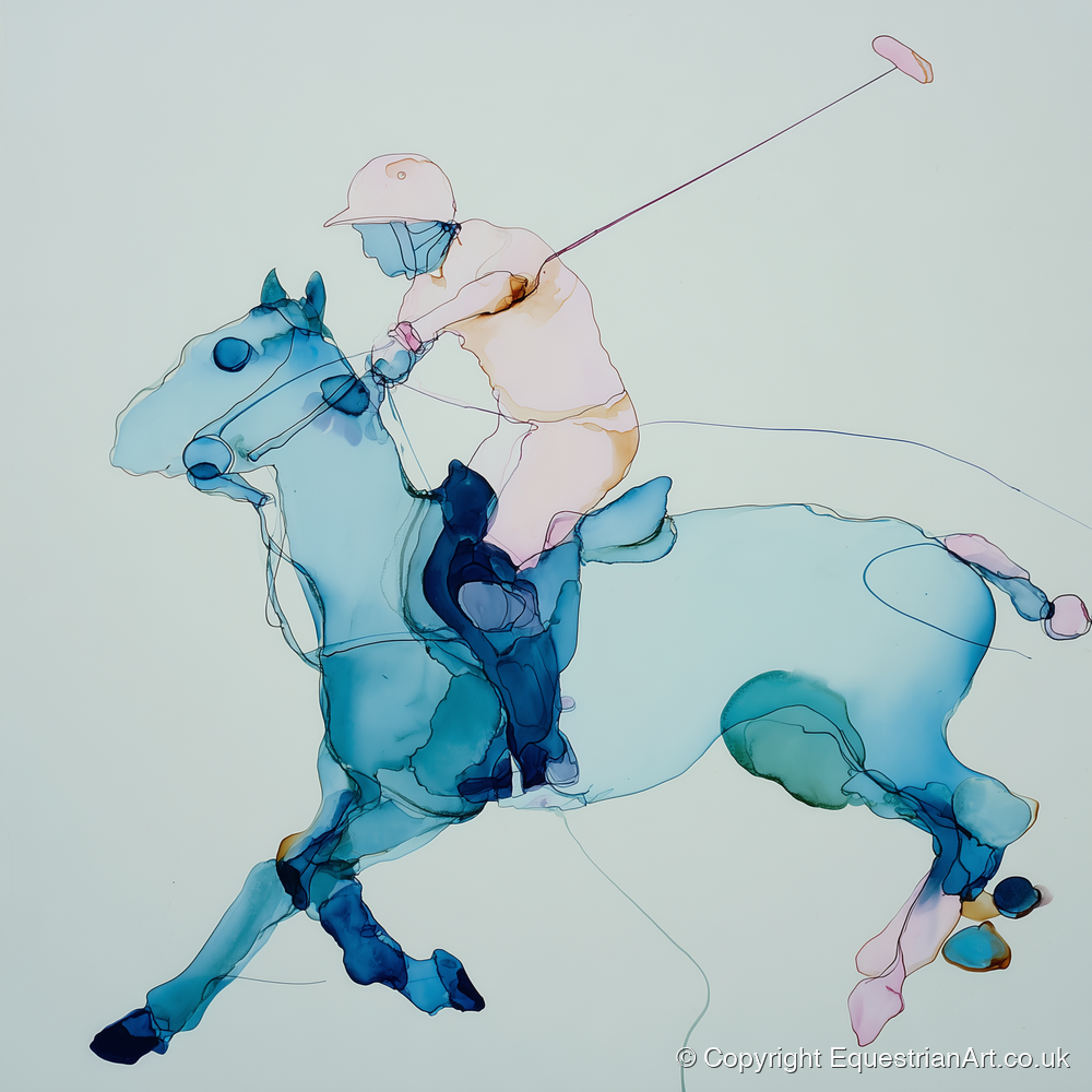 Fluid Polo Strike - polo horse art print and canvas by Audrey Fontaine A.I