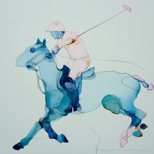Fluid Polo Strike - polo horse art print and canvas by Audrey Fontaine A.I