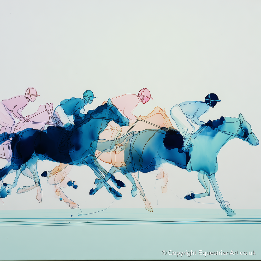 Fluid Racing Strides - racing horse art print and canvas by Audrey Fontaine A.I