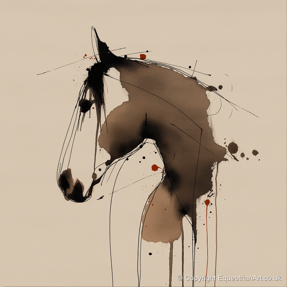 Fluid Sepia Equine Profile - horse portrait art print and canvas by Julian Vance A.I