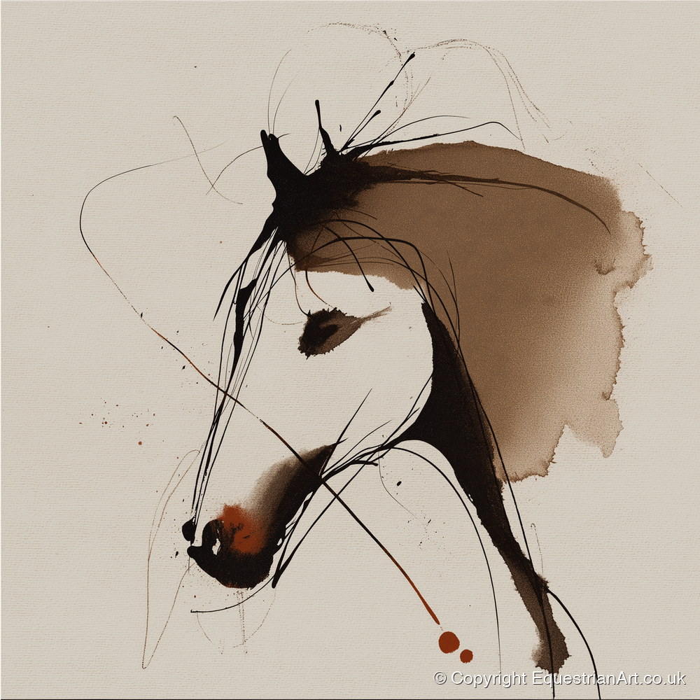 Fluid Sepia Equine Profile - horse portrait art print and canvas by Julian Vance A.I