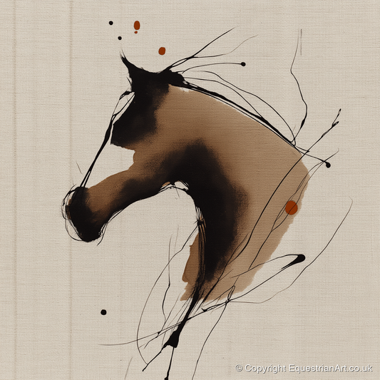 Fluid Sepia Equine Profile - horse portrait art print and canvas by Julian Vance A.I