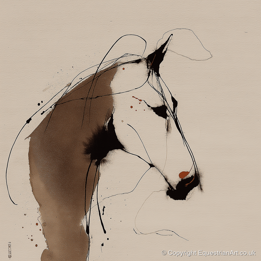 Fluid Sepia Profile - horse portrait art print and canvas by Julian Vance A.I