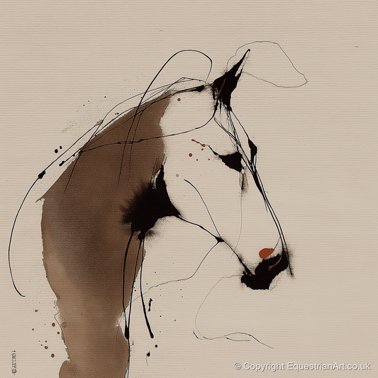 Fluid Sepia Profile - horse portrait art print and canvas by Julian Vance A.I