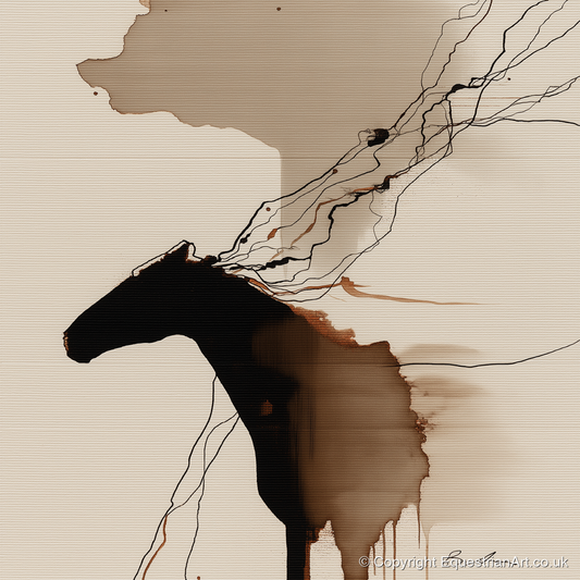 Fluid Sepia Silhouette - horse portrait art print and canvas by Julian Vance A.I