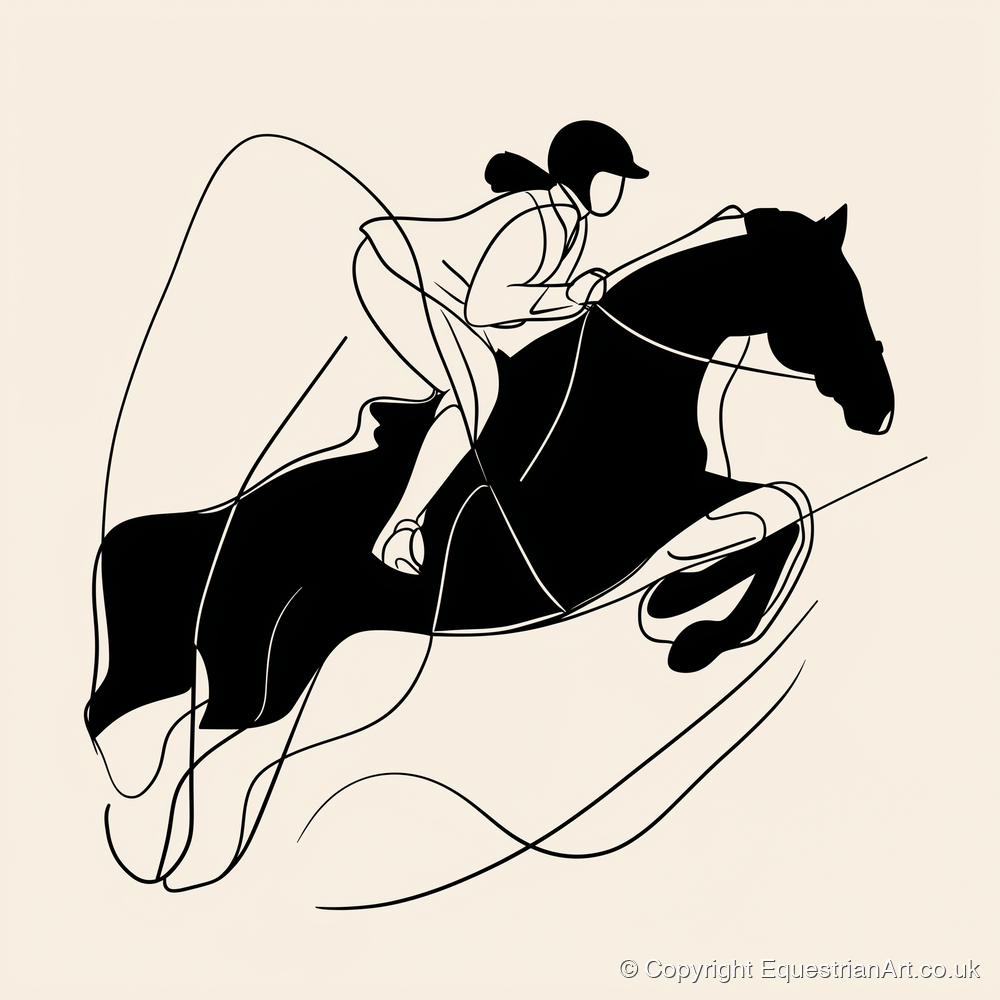 Fluid Showjumping Silhouette - show jumping horse art print and canvas by Felix Chambers A.I