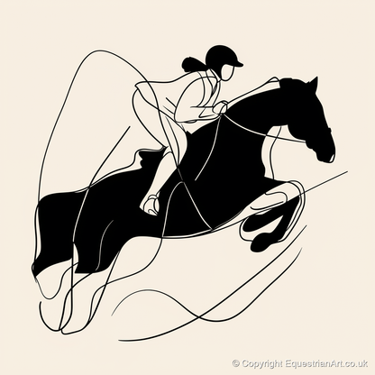Fluid Showjumping Silhouette - show jumping horse art print and canvas by Felix Chambers A.I