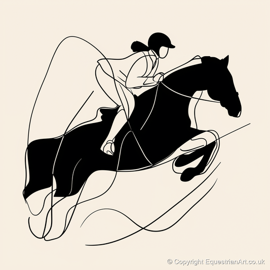 Fluid Showjumping Silhouette - show jumping horse art print and canvas by Felix Chambers A.I