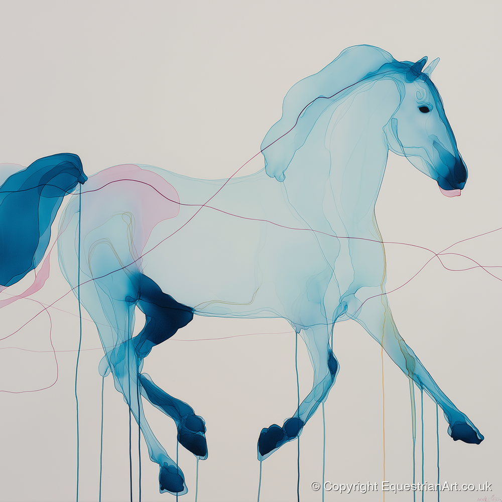 Fluidity in Azure - horse breed art print and canvas by Audrey Fontaine A.I