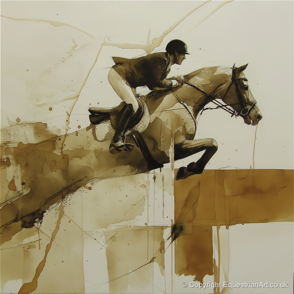 Fluidity in Flight - show jumping horse art print and canvas by Harrison Cole A.I