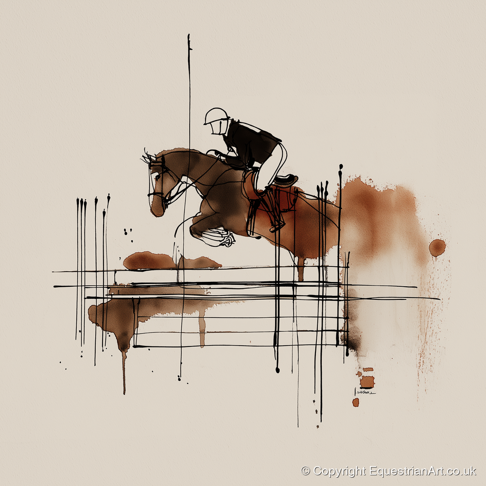 Fluidity in Flight - show jumping horse art print and canvas by Julian Vance A.I