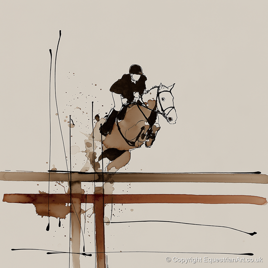 Fluidity of Flight - show jumping horse art print and canvas by Julian Vance A.I