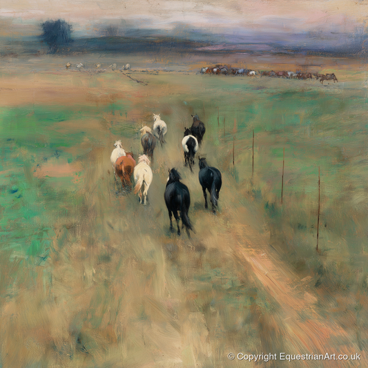 Following the Herd - wild horses art print and canvas by Nathaniel Reed A.I
