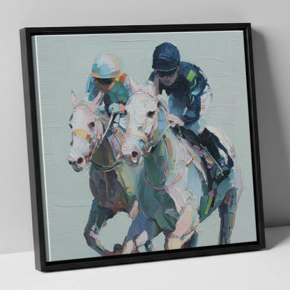 The Final Furlong racing horse canvas wall art in black frame