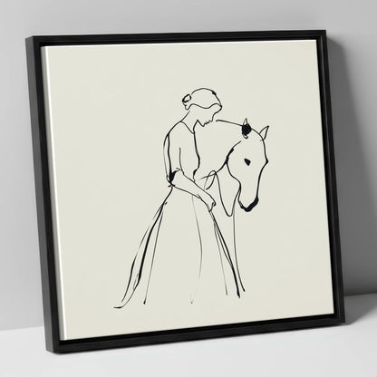 Elegant Connection horse & rider canvas wall art in black frame