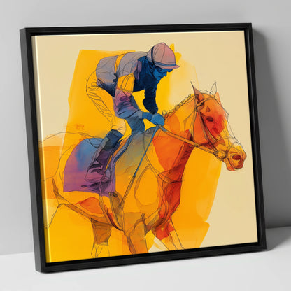 The Final Furlong racing horse canvas wall art in black frame