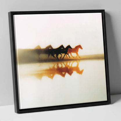 Whispers of the Herd wild horses canvas wall art in black frame