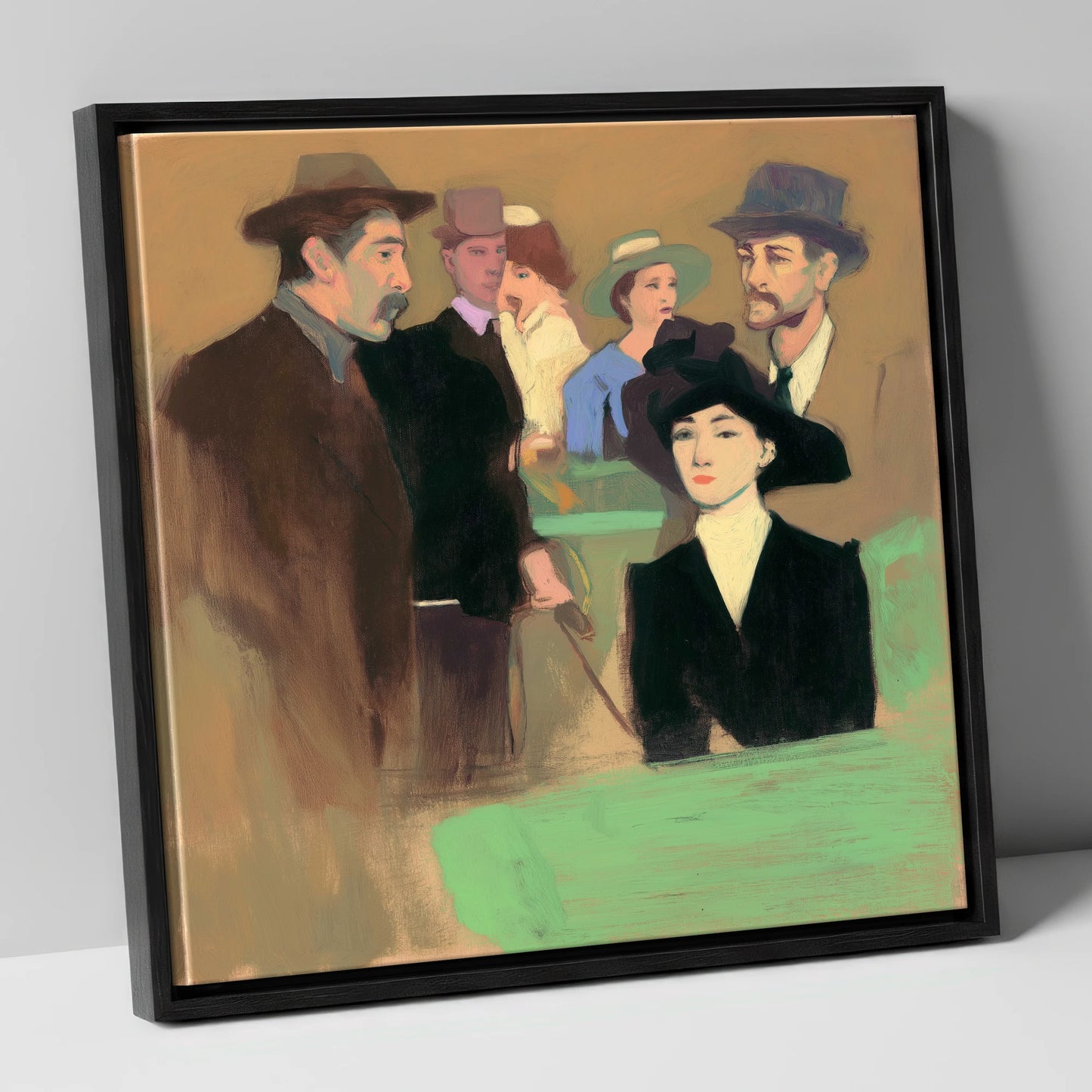The Racing Crowd racing horse canvas wall art in black frame