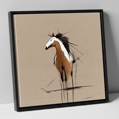 Raw Equine Spirit horse portrait canvas wall art in black frame