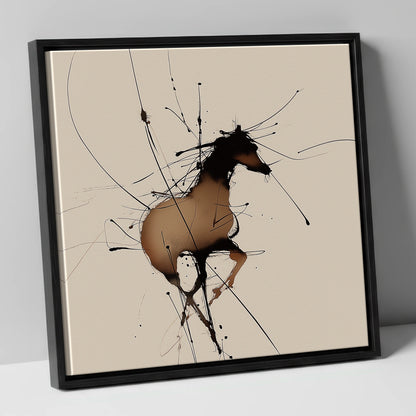 Kinetic Equine Spirit wild horses canvas wall art in black frame