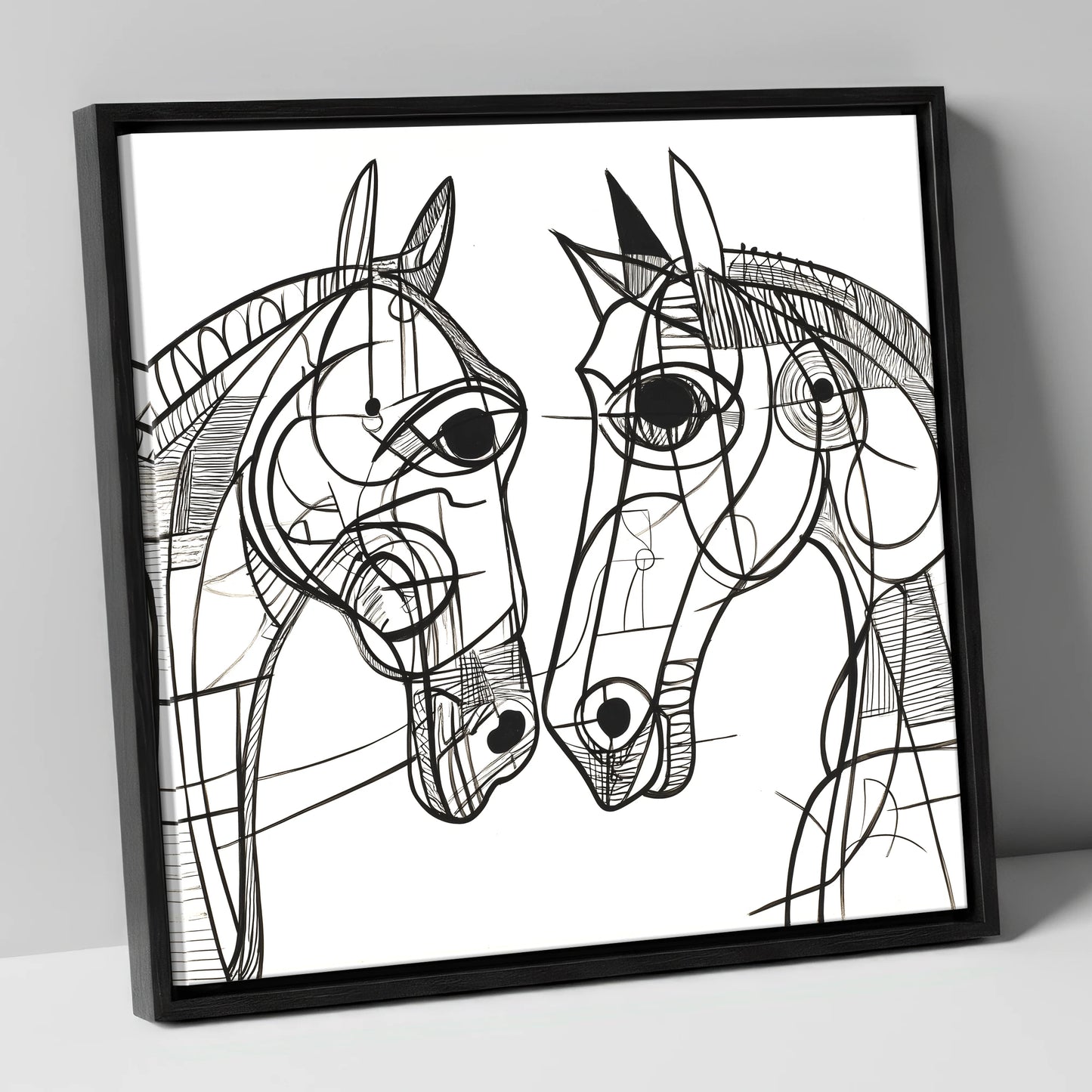 Structural Equine Bond horse portrait canvas wall art in black frame